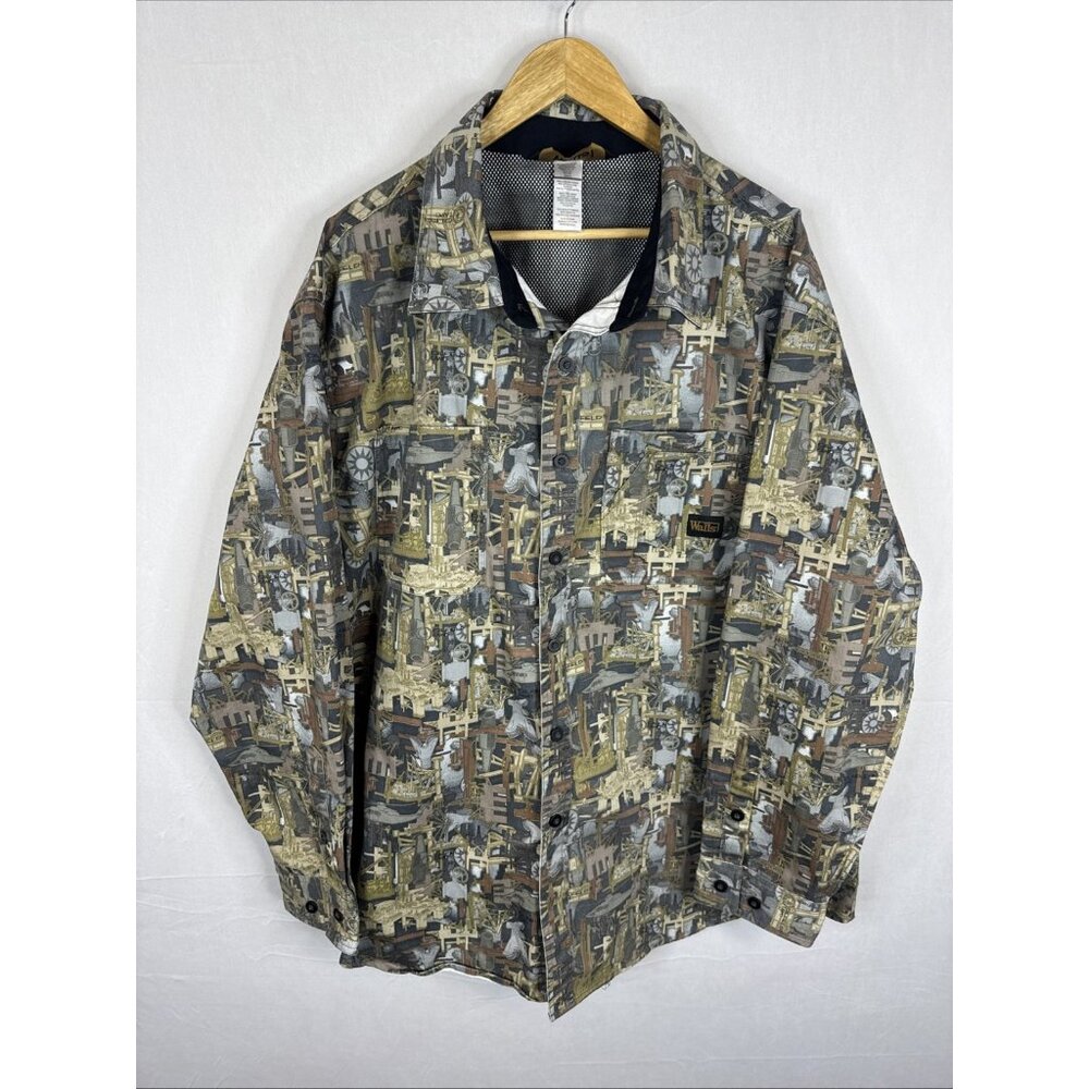 Walls Oilfield Camo Work Shirt Jacket 3XL Industrial Print Chore Coat Canvas
